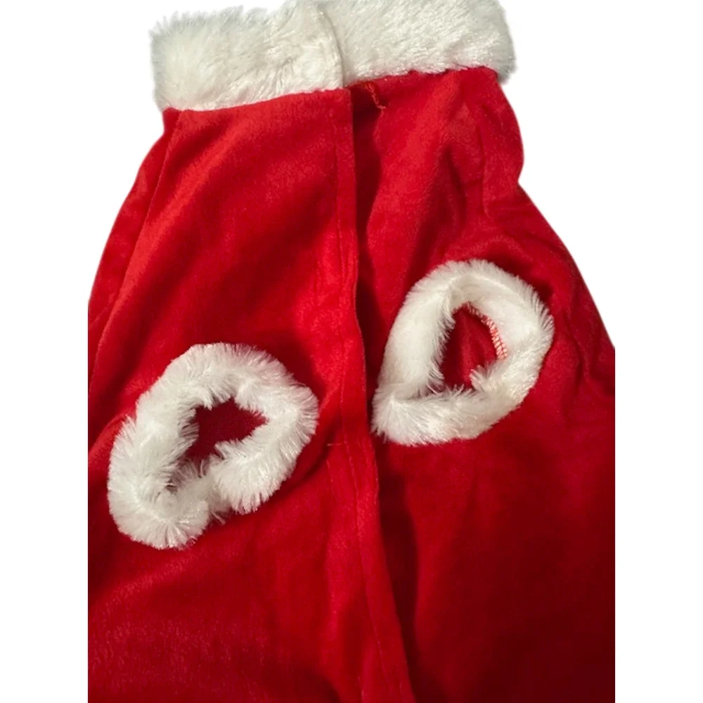 Mrs. Claus Santa Outfit Red White Fur Sequin Bow Small Dog Costume Sz L
